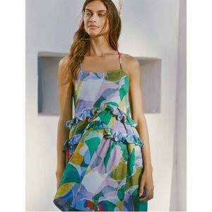 Anthropologie | Seaside Sleeveless Ruffled Mini Dress size Large